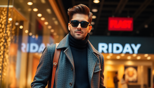 A stylish man shopping luxury streetwear online black Friday