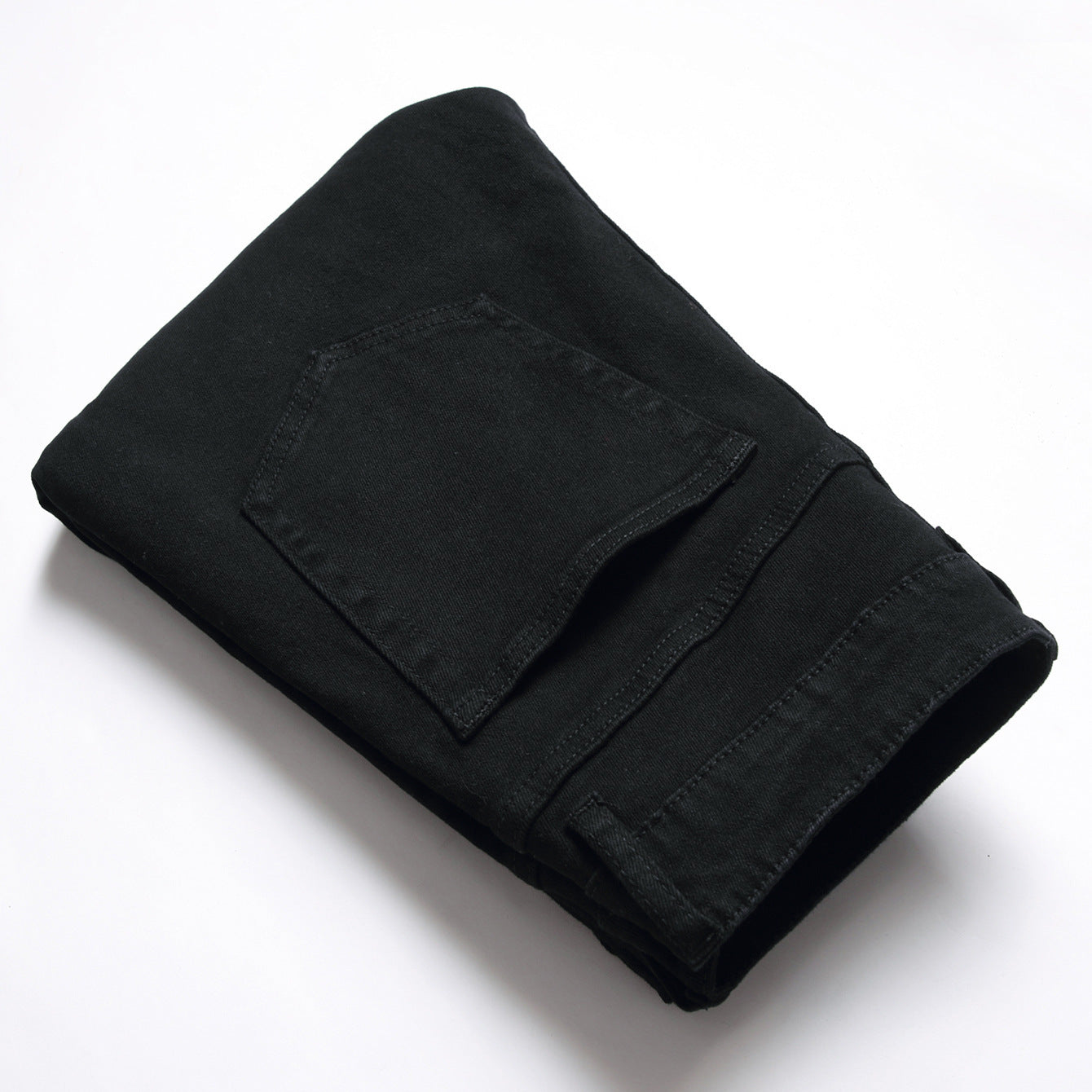 Men's Black Designer Patched Pants High Quality Fabric Slim-fitting