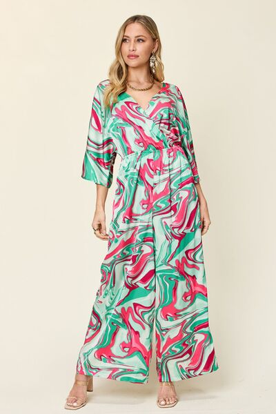 Double Take Full Size Half Sleeve Wide Leg Jumpsuit - Munsieur