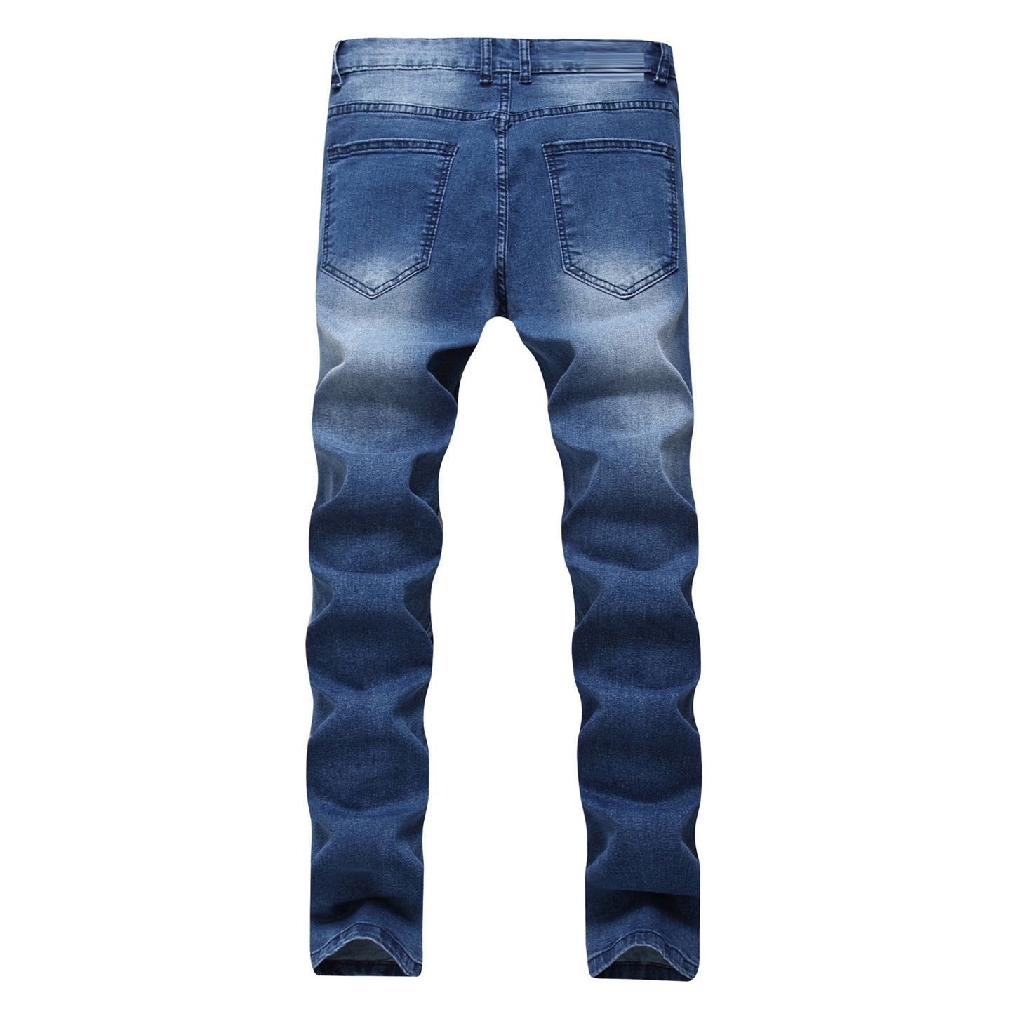 Multi-holes, Blue Elastic Men's Pants Slim-fitting Small Straight