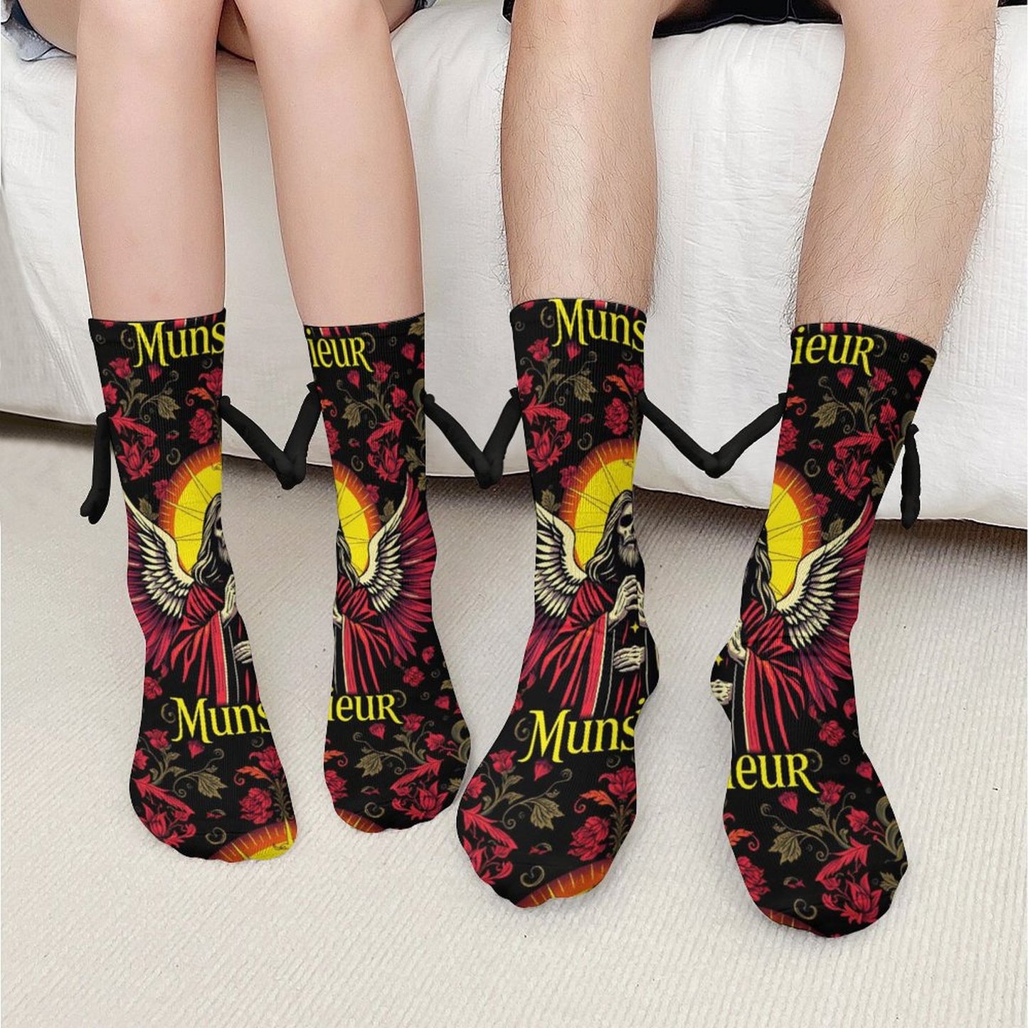 Munsieur Design Buddy Socks Magnetic Holding Hands Funny Socks accessories