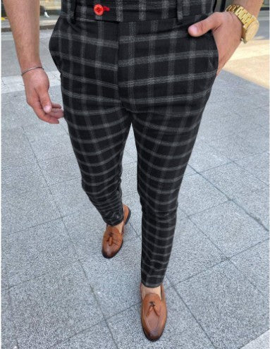 Men's Business Checkered Casual Pants