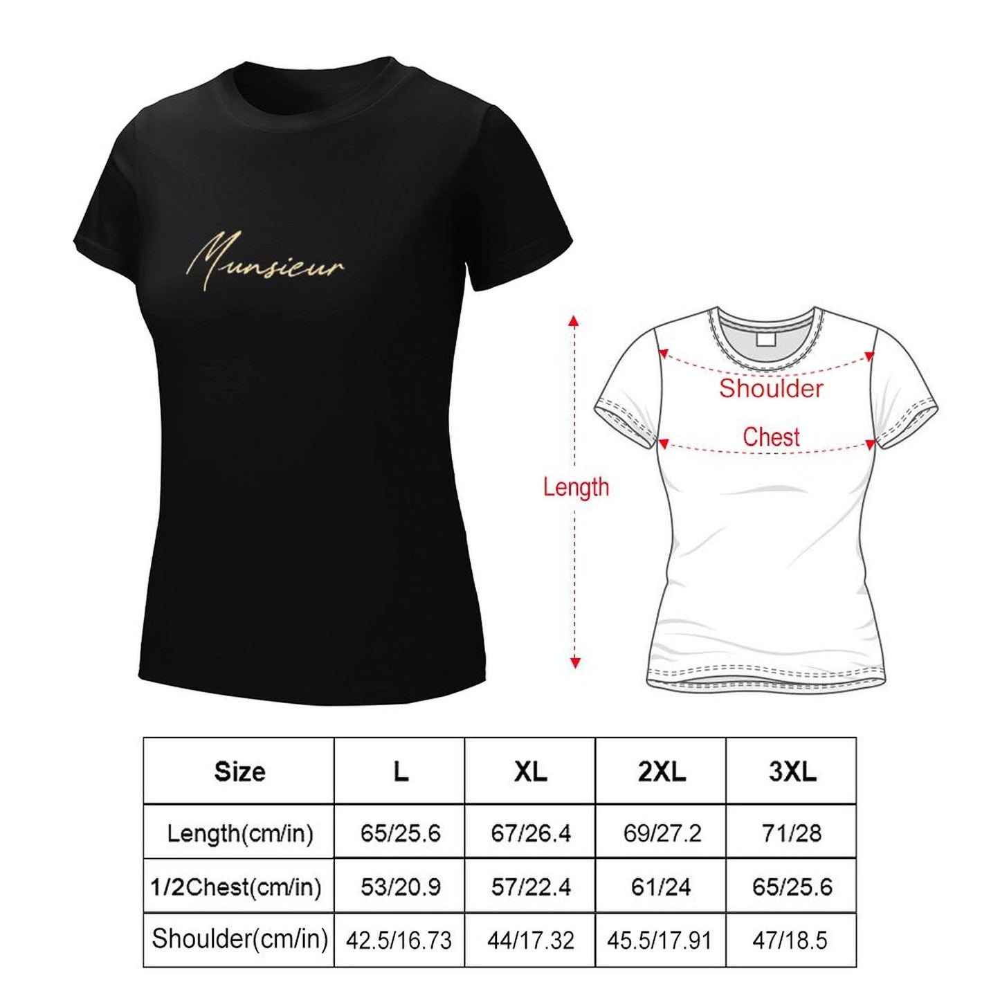 Women's Munsieur Brand T-shirt Comfortable Cotton Casual Streetwear