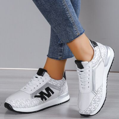 Contrast Lace Up Round Toe Sneakers - Munsieur