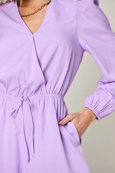 Double Take Full Size Drawstring Long Sleeve Romper - Munsieur