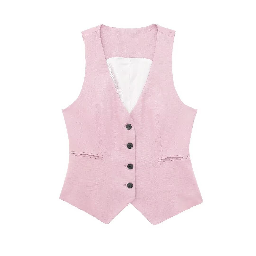 Women's Double Breasted 3pc Jacket + Vest + Straight-leg Suit