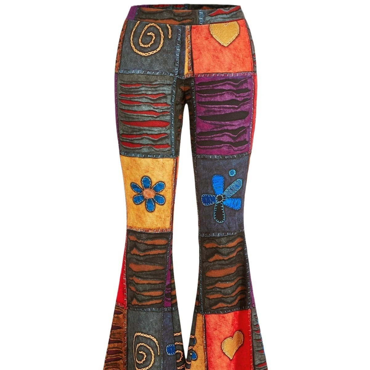 Pattern Abstract Art Style Personality Trend Tight Bootcut Jeans