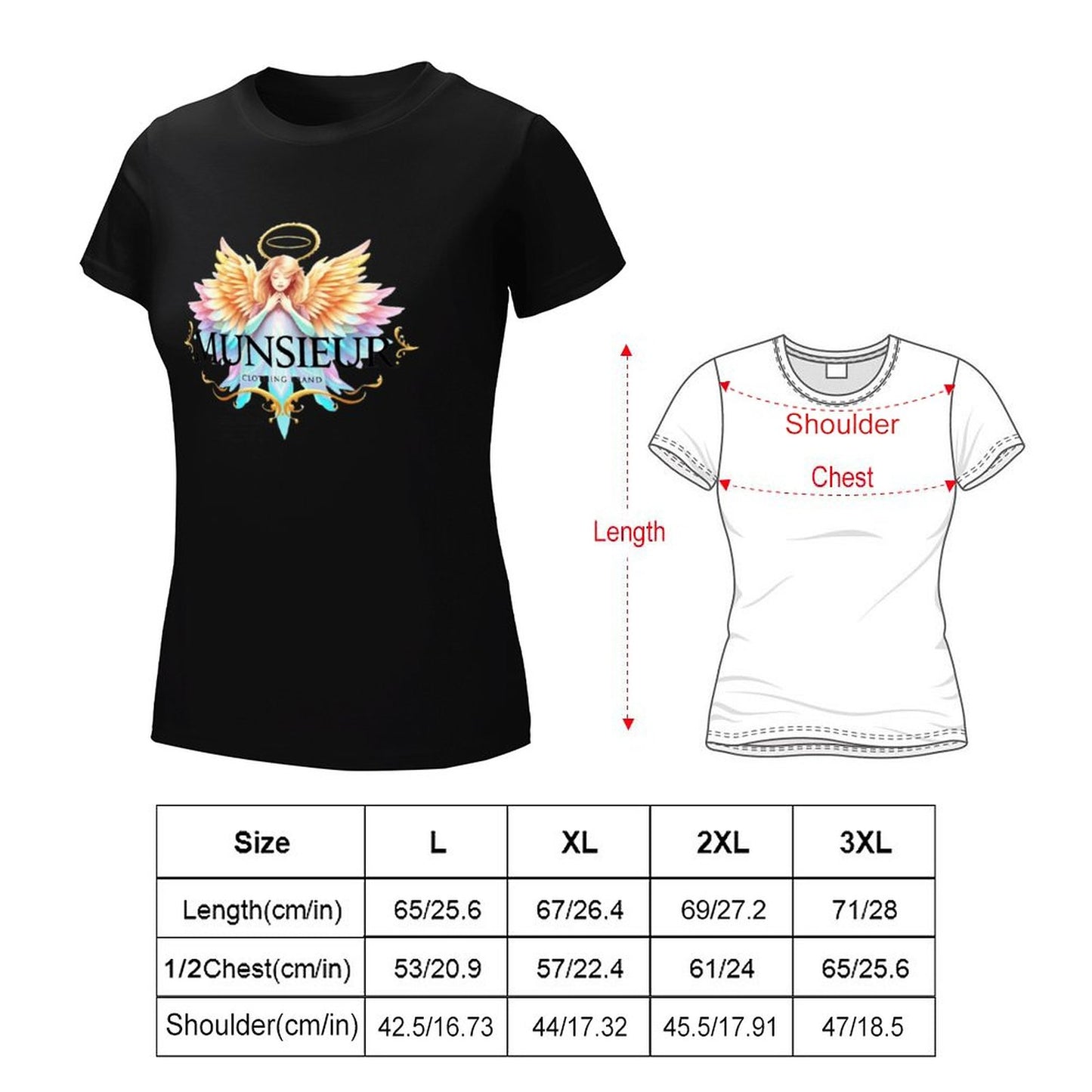 Munsieur Designer T-shirt for Women "Angel" Drip With Confidence Streetwear for Her