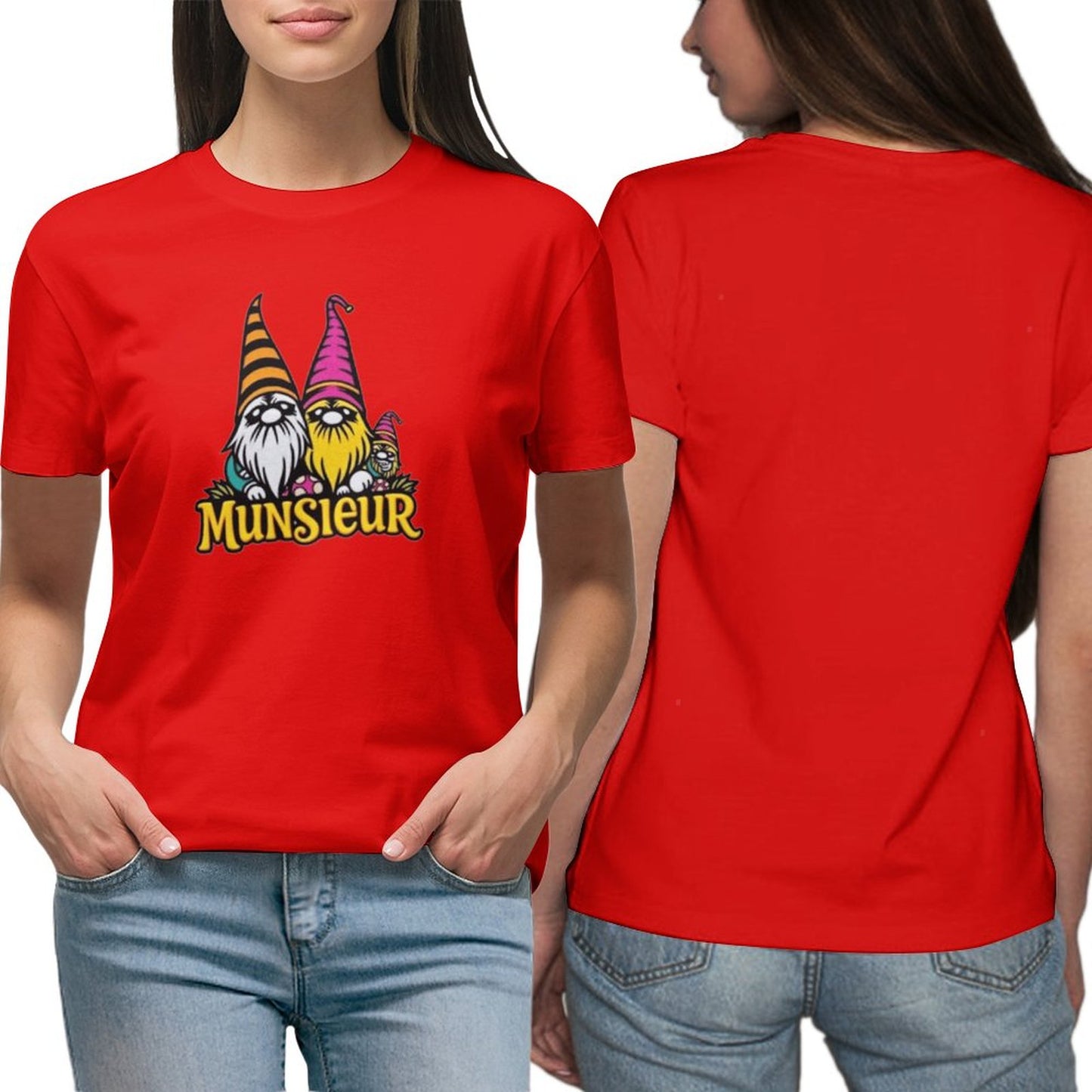 Munsieur Women's Designer T-shirt "Gnomes" Streetwear for Her