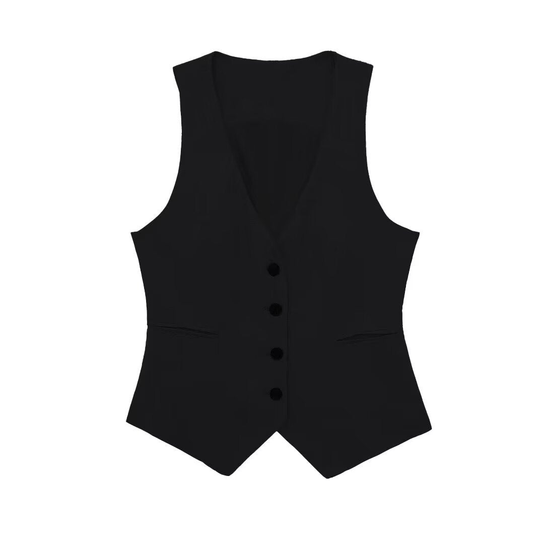 Women's Double Breasted 3pc Jacket + Vest + Straight-leg Suit