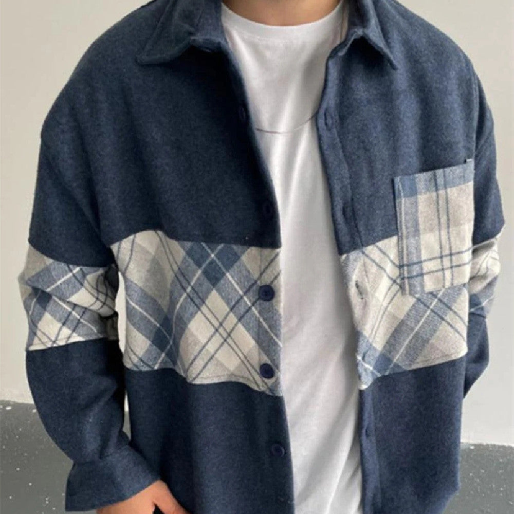 Men's Color Matching 3D Digital Printed Coat
