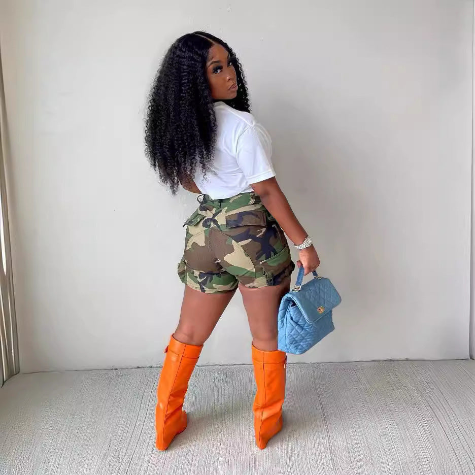 Women's Camouflage Printed Stitching and Tooling Bottoms - Munsieur