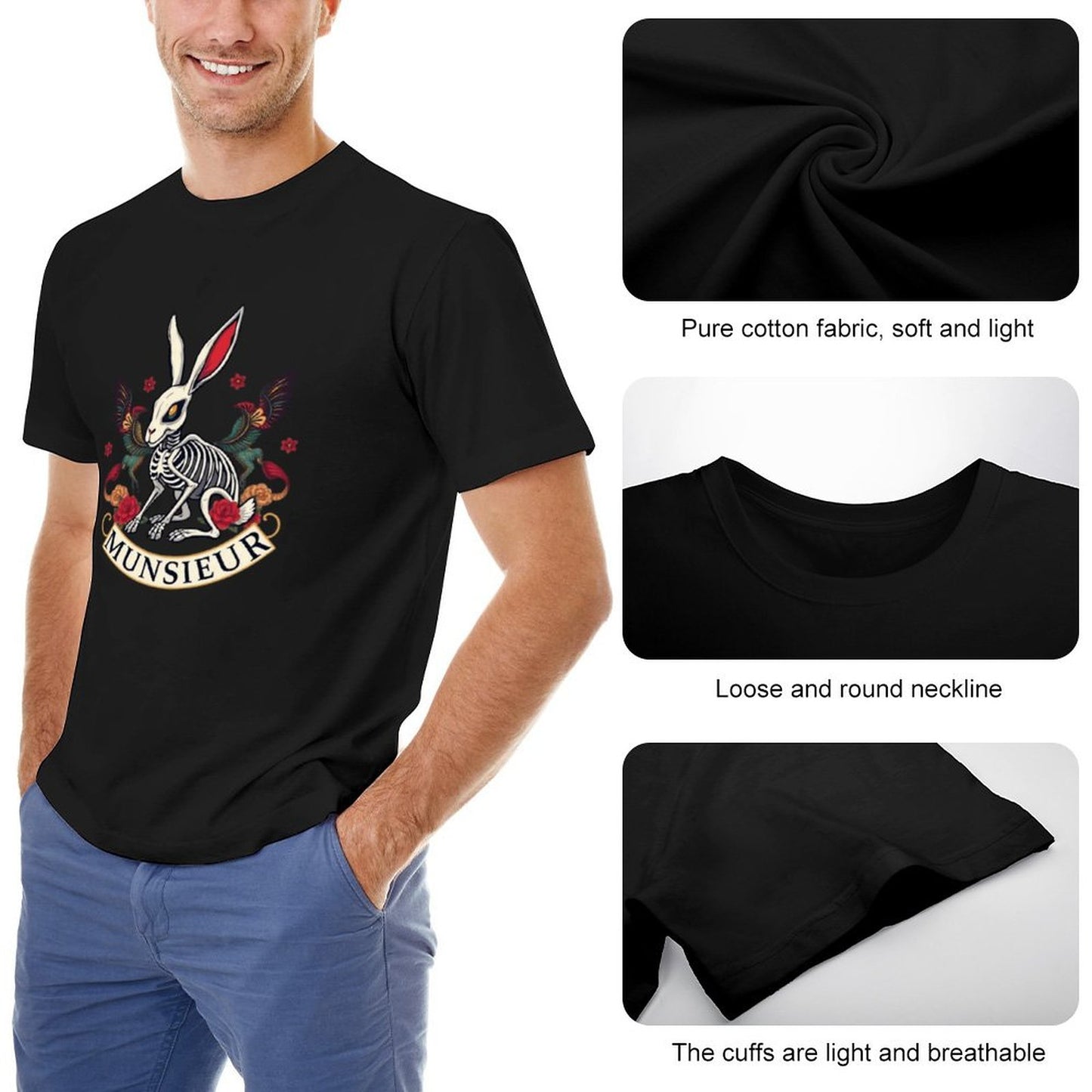 Munsieur Brand Tee "Rabbit FuFu" Streetwear Design Stylish Tee for Men