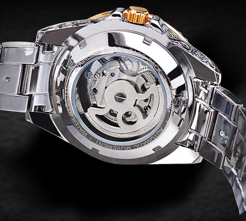 Skeleton Carved Tourbillon Mechanical Watches Luxury Men's Wrist-watch