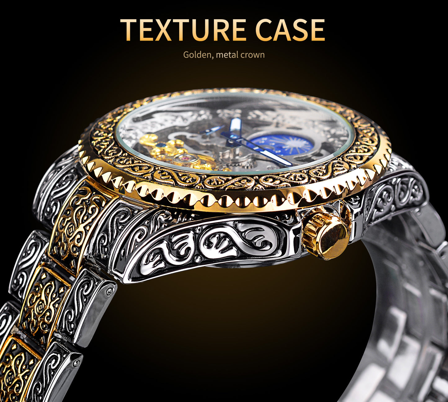 Skeleton Carved Tourbillon Mechanical Watches Luxury Men's Wrist-watch