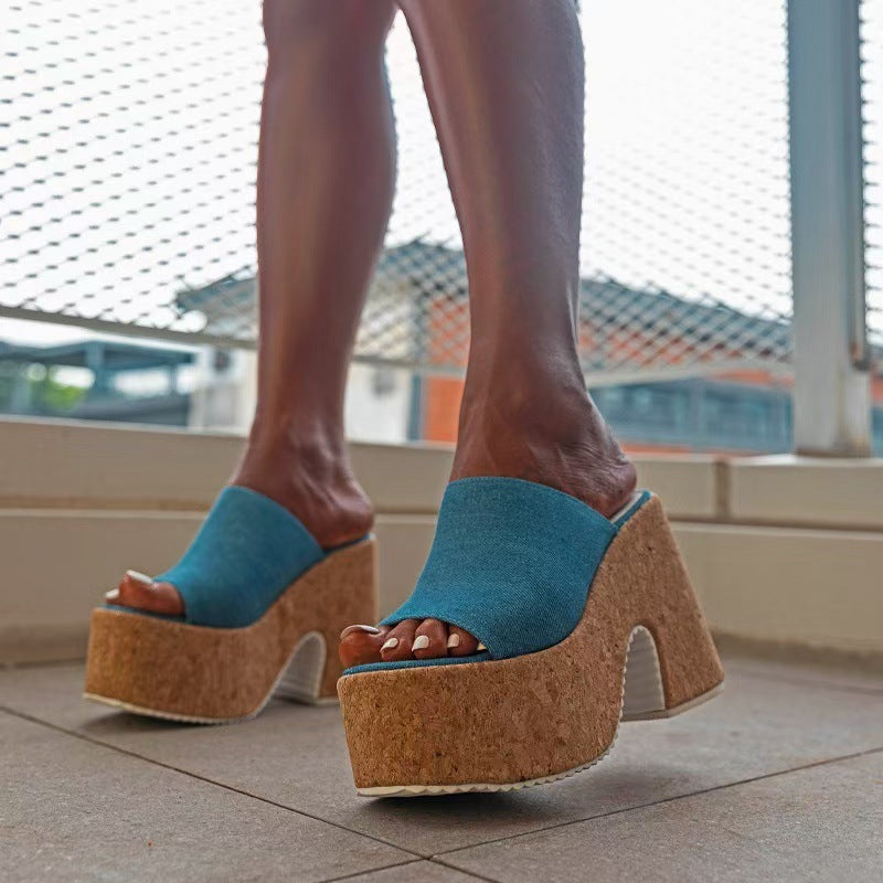 Platform Wedges Women's Light Blue
