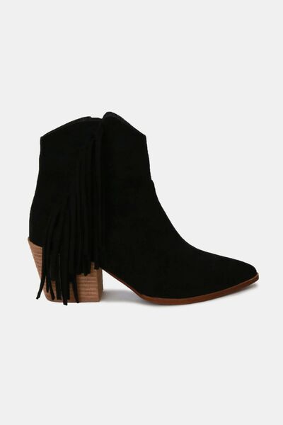 Beast Fashion Suede Fringe Point Toe Ankle Boots - Munsieur