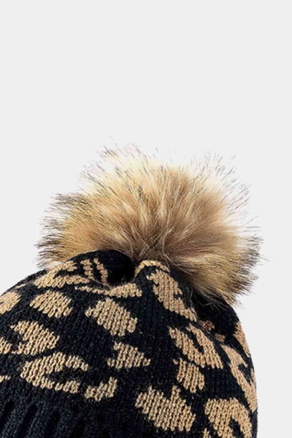 Leopard Pom-Pom Cuffed Beanie - Munsieur