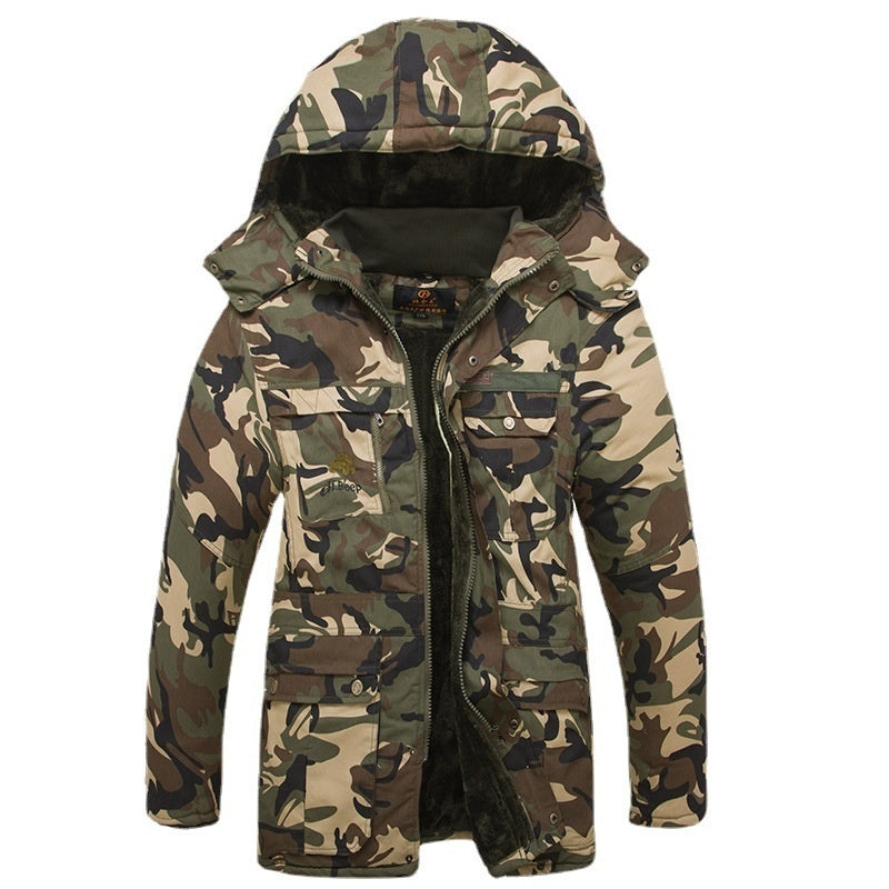 Windproof And Cold-resistant Ultra-fine-meshed Thickening Velvet Lining Cotton-padded Coat