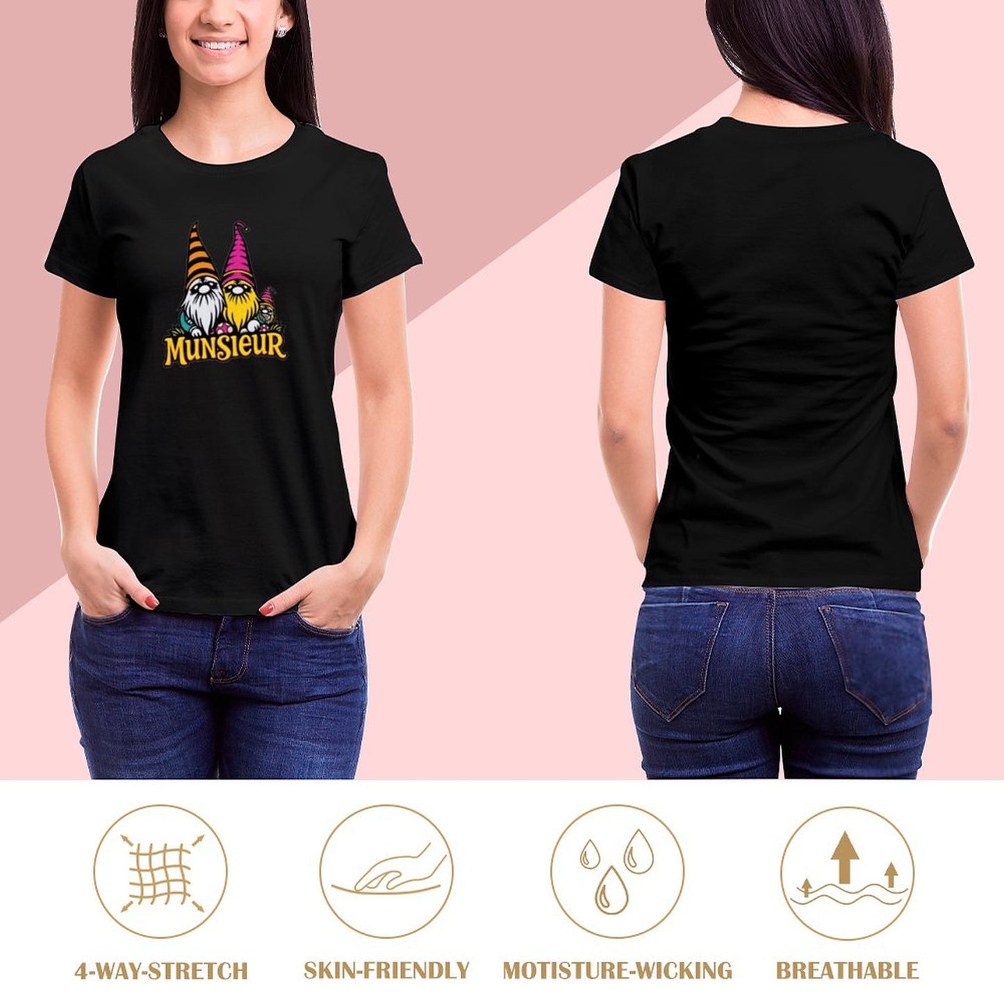 Munsieur Women's Designer T-shirt "Gnomes" Streetwear for Her