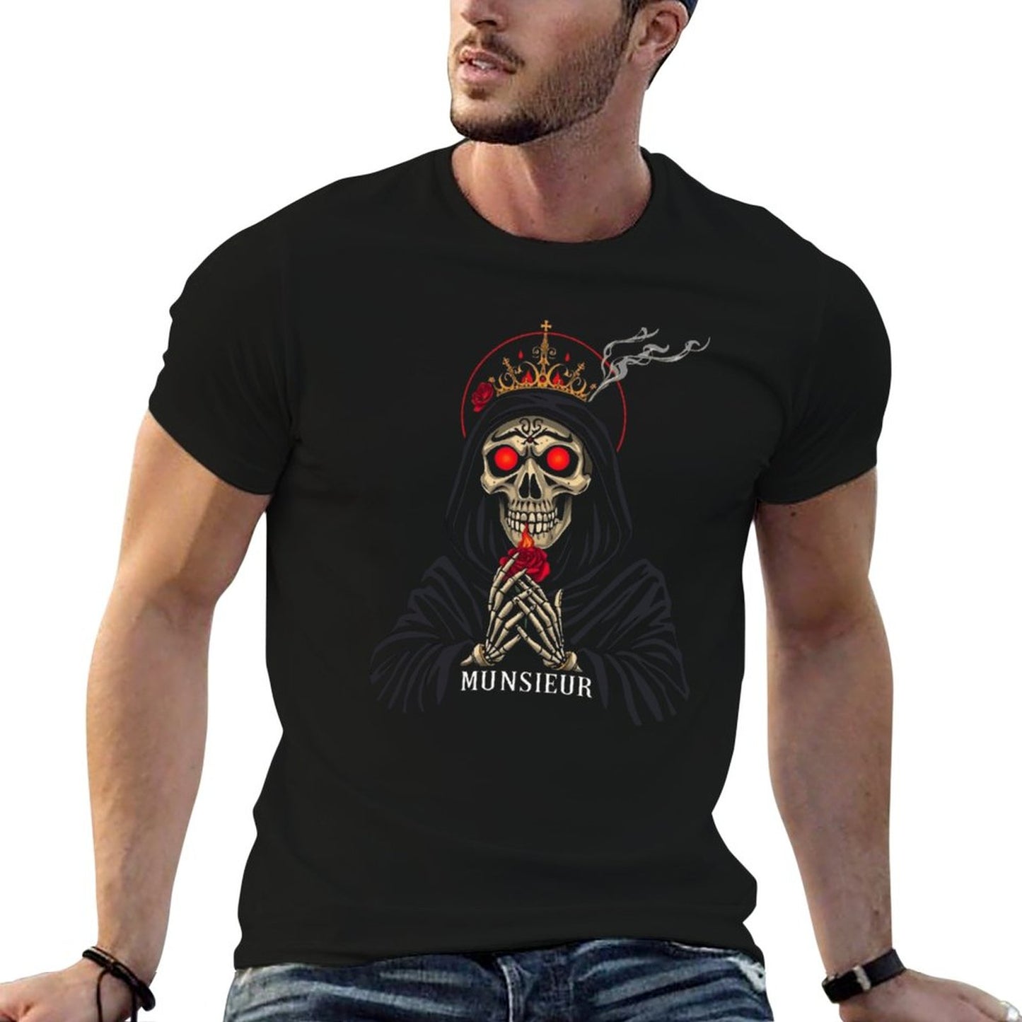 **SALE** Munsieur Men's Tee Cotton "Reaper Smoke" Comfortable Tee for Men