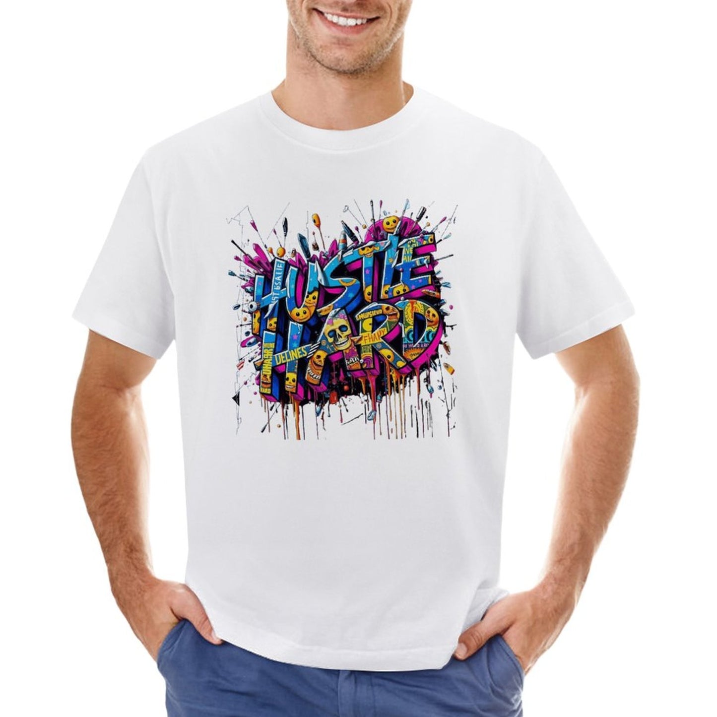 Men's Tee "Hustle Hard" Streetwear Design
