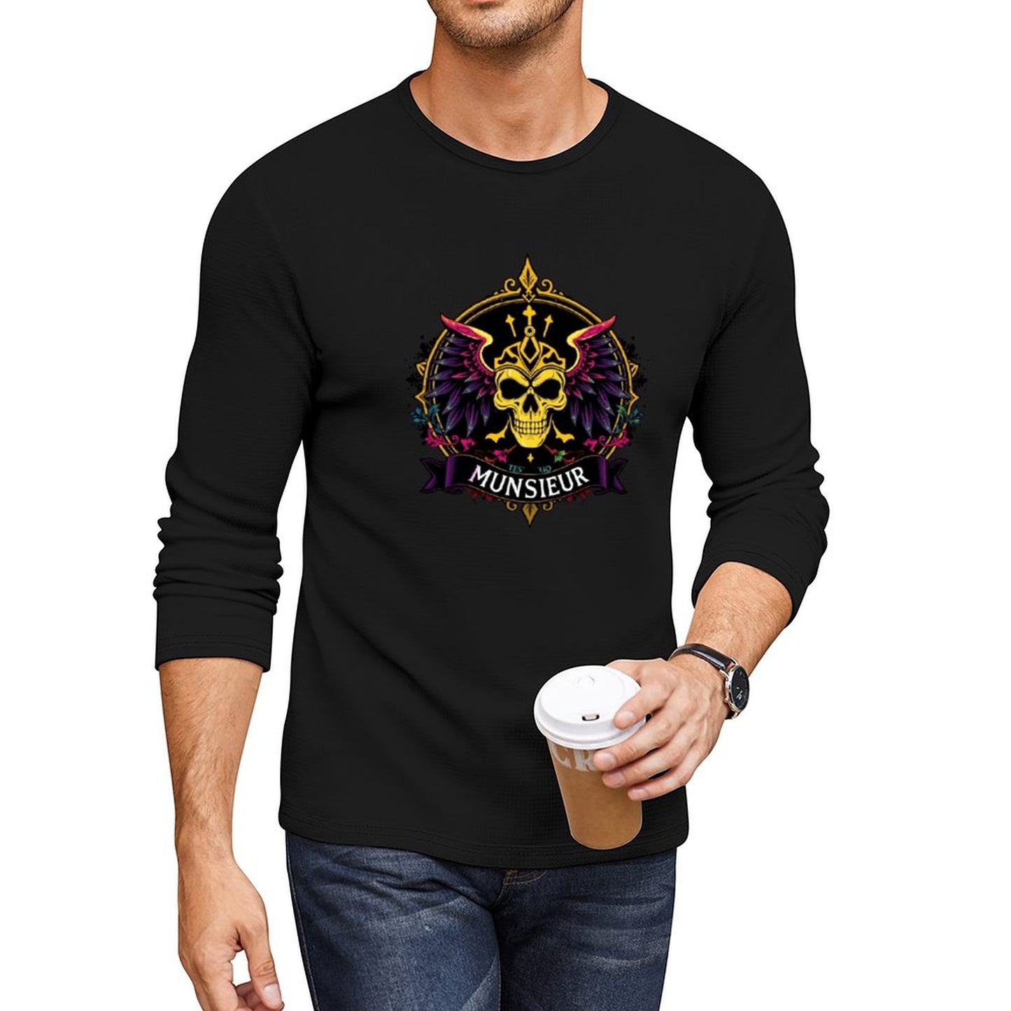 Munsieur Long Sleeve Tee for Men: Ultra-Soft Fabric for All-Day Wear - Munsieur