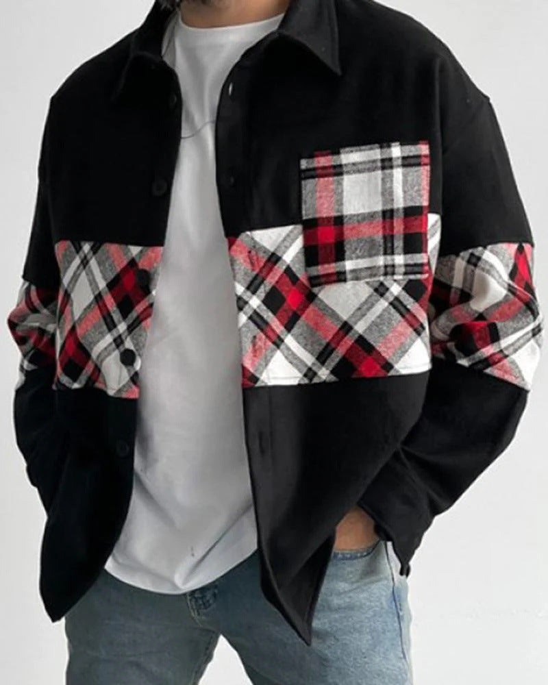 Men's Color Matching 3D Digital Printed Coat