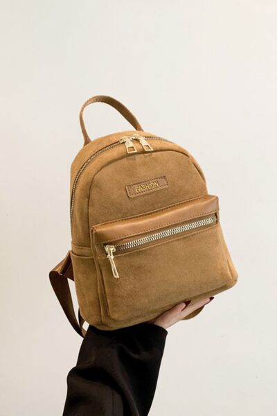 Chic Suede Adjustable Strap Backpack for Everyday Use - Munsieur