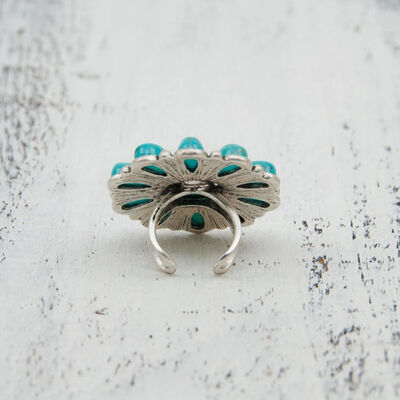 Turquoise Alloy Flower Ring - Munsieur