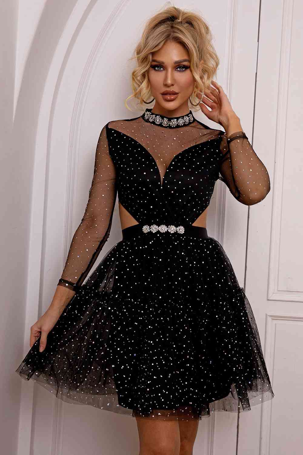 Cutout Mock Mesh Dress - Munsieur