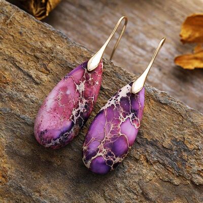 Teardrop Shape Natural Stone Dangle Earrings - Munsieur