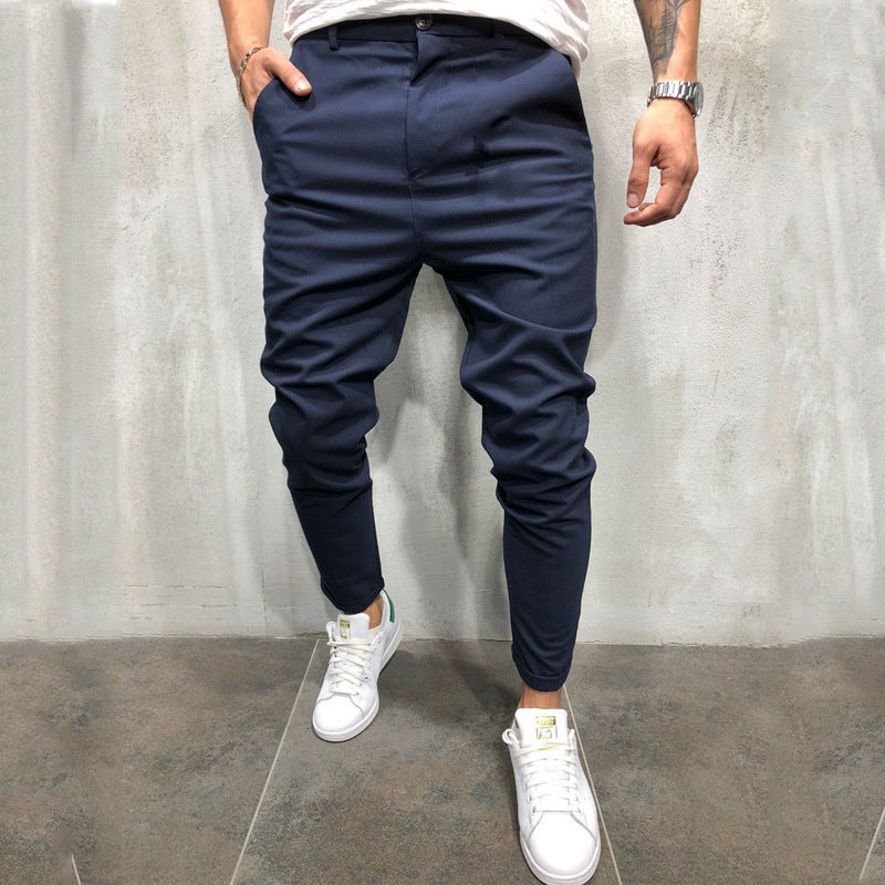 Men's Solid Color Slim-fit Pants Casual