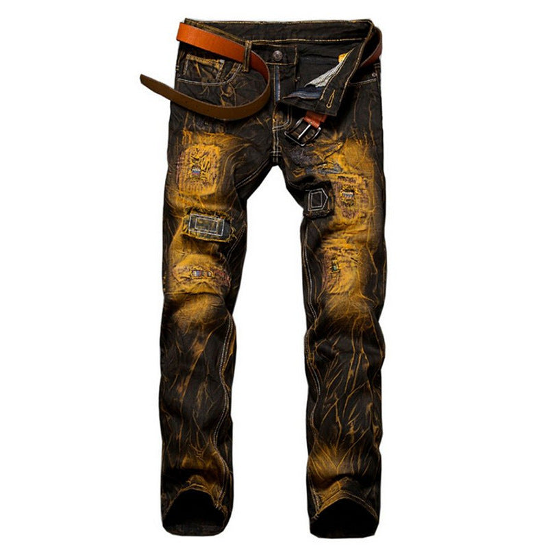 Nostalgic Color Locomotive Ripped Pants