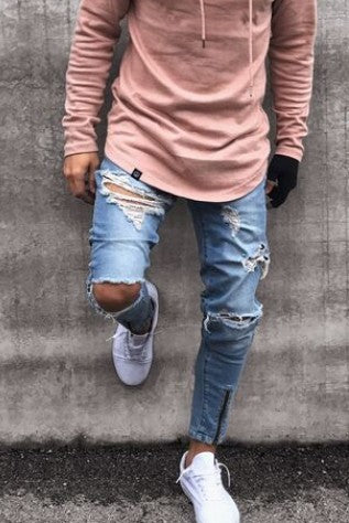 Men's Pants Stretchy Ripped Style