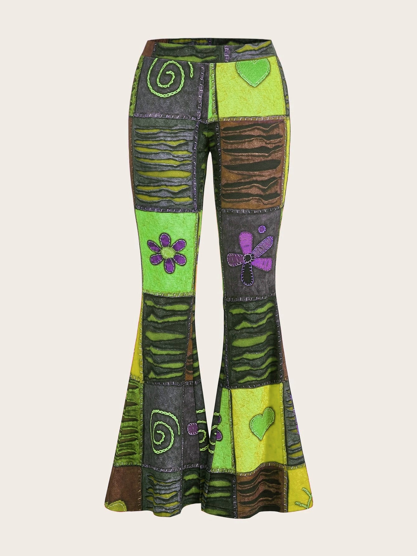 Pattern Abstract Art Style Personality Trend Tight Bootcut Jeans