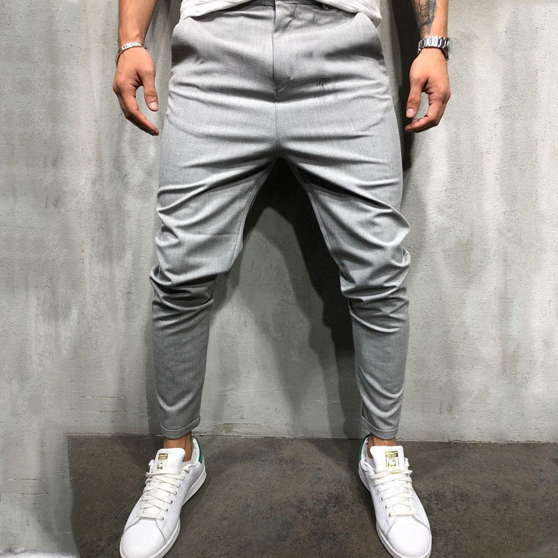 Men's Solid Color Slim-fit Pants Casual