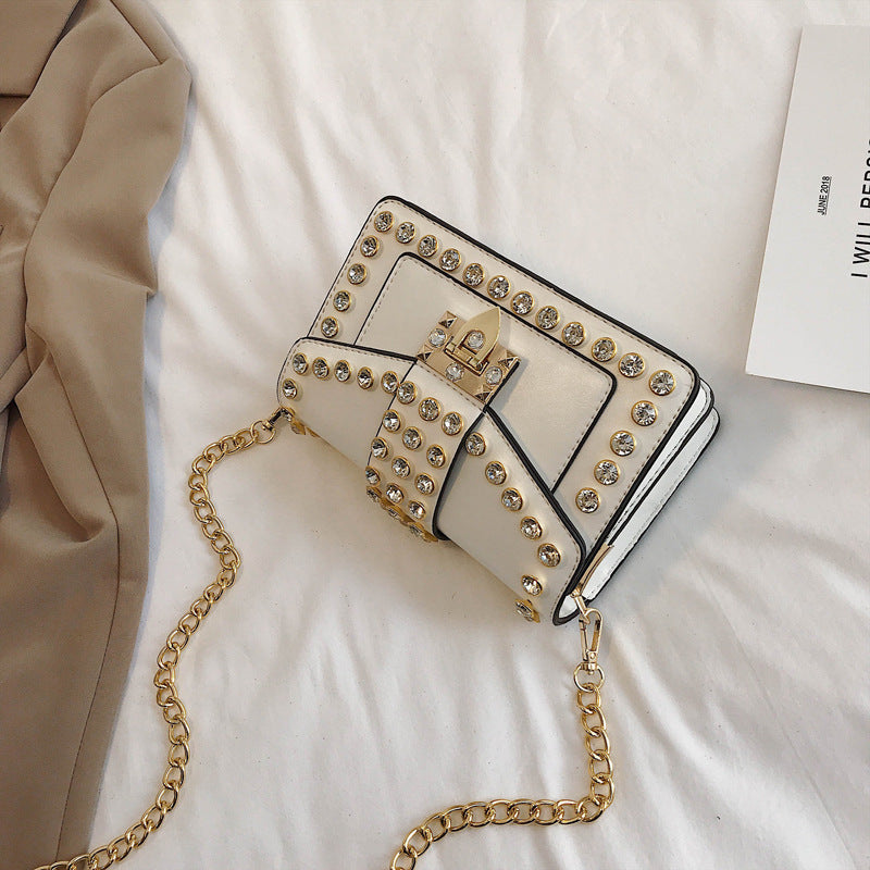Rhinestone Rivet Chain Bag Shoulder Handbag