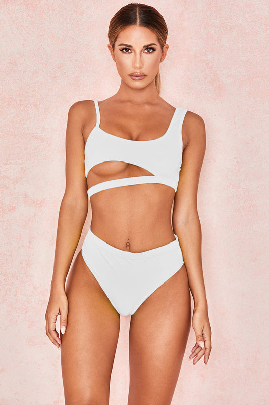 Solid Color Women's Swimwear Bandage Design