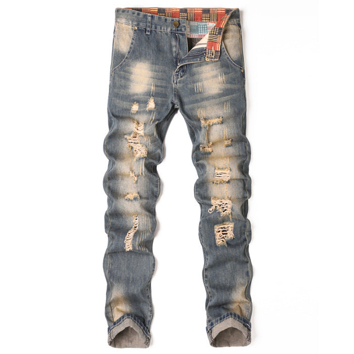 Men's Designer Ripped Pants Old Style 8776