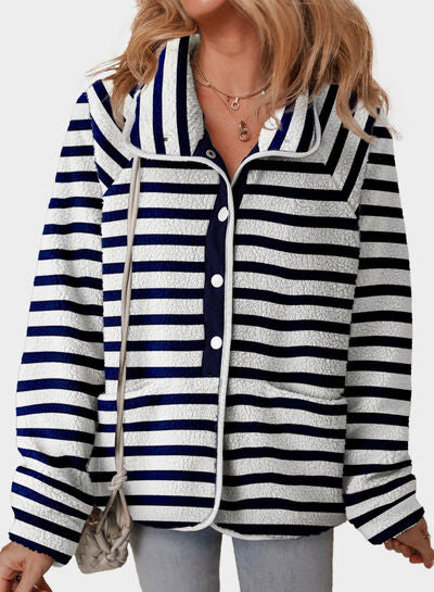Pocketed Half Snap Sherpa Jacket - Munsieur