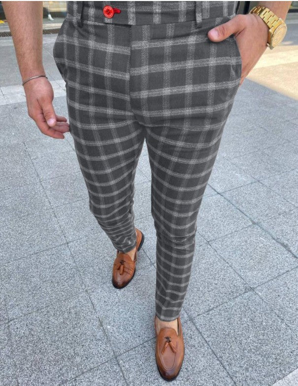 Men's Business Checkered Casual Pants