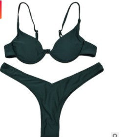 Swimwear Summer Bikini Women Swimsuit Bra and Panties Set Solid Color