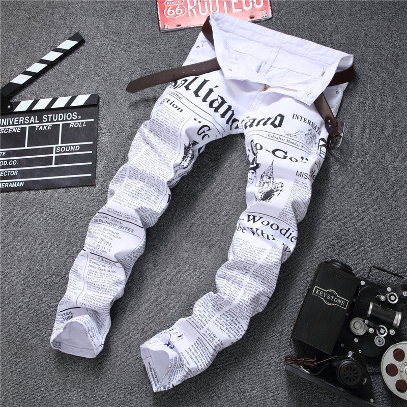 Men's Newspaper Streetwear Fashion Designer Pants
