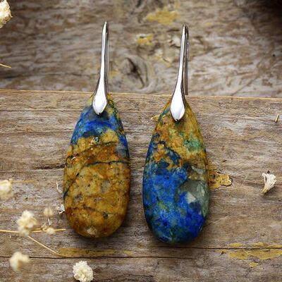 Teardrop Shape Natural Stone Dangle Earrings - Munsieur