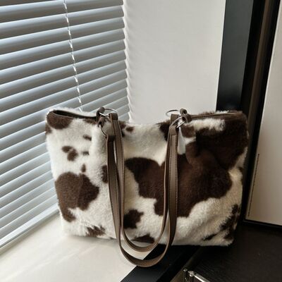 Cow Print Furry Tote Bag - Munsieur