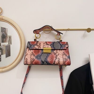 PU Leather Snakeskin Print Crossbody Bag - Munsieur