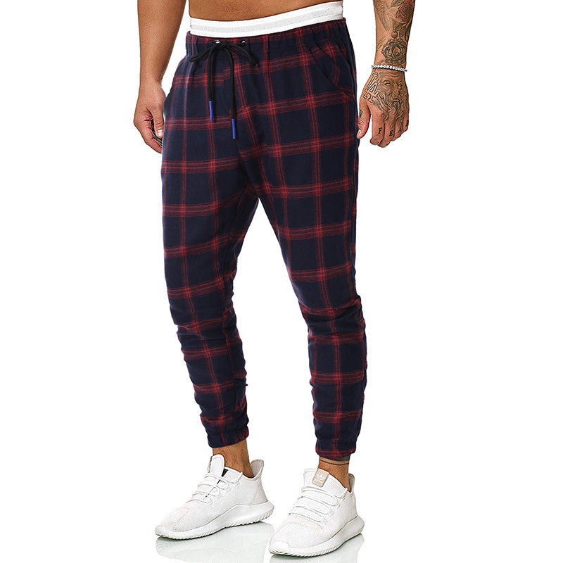 Men's Fashion Checkered Casual Style Joggers