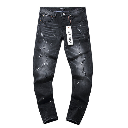American High Street Hole & Patch Trendy Retro Straight Pants