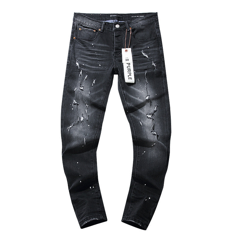 American High Street Hole & Patch Trendy Retro Straight Pants